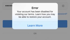 This notice has been seen by name cannabis instagram accounts after they're fallen victim to a shutdown.