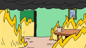Everything is fine meme zoom background